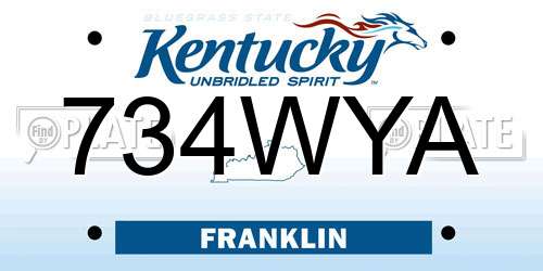 734WYA Kentucky License Plate