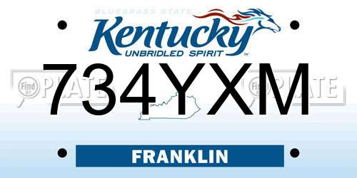 734YXM Kentucky License Plate
