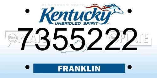 7355222 Kentucky License Plate