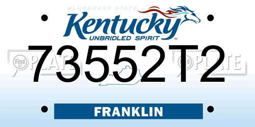 73552T2 Kentucky License Plate