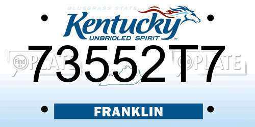 73552T7 Kentucky License Plate