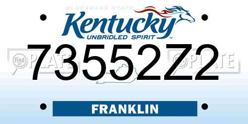 73552Z2 Kentucky License Plate