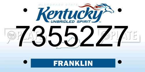 73552Z7 Kentucky License Plate