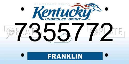 7355772 Kentucky License Plate