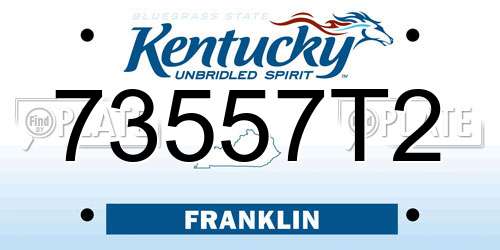 73557T2 Kentucky License Plate