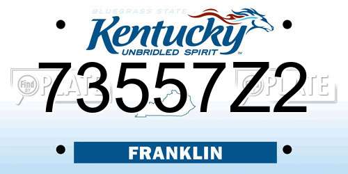 73557Z2 Kentucky License Plate