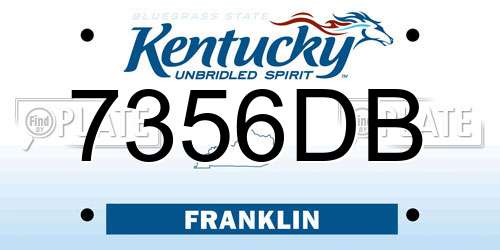 7356DB Kentucky License Plate