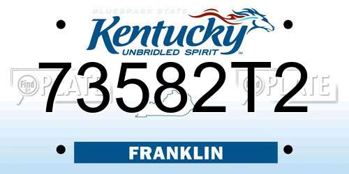 73582T2 Kentucky License Plate