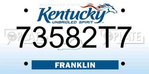 73582T7 Kentucky License Plate