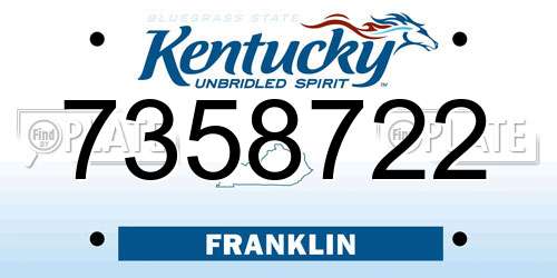 7358722 Kentucky License Plate