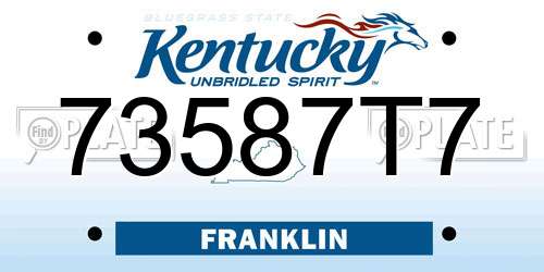 73587T7 Kentucky License Plate