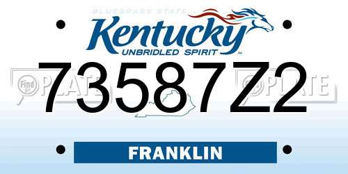 73587Z2 Kentucky License Plate