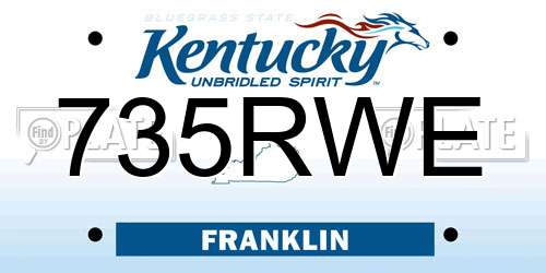 735RWE Kentucky License Plate