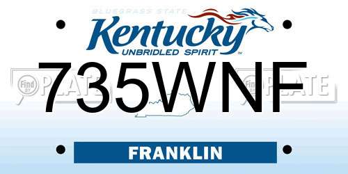 735WNF Kentucky License Plate