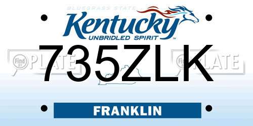 735ZLK Kentucky License Plate