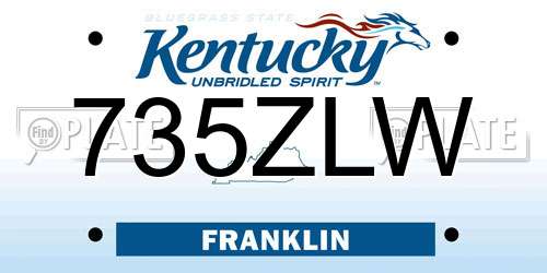 735ZLW Kentucky License Plate
