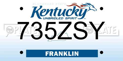 735ZSY Kentucky License Plate