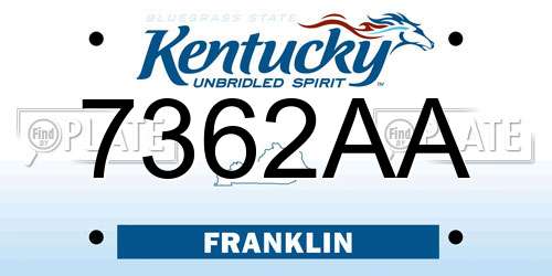 7362AA Kentucky License Plate