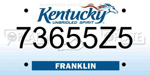 73655Z5 Kentucky License Plate