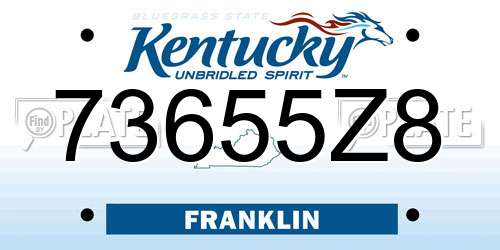 73655Z8 Kentucky License Plate