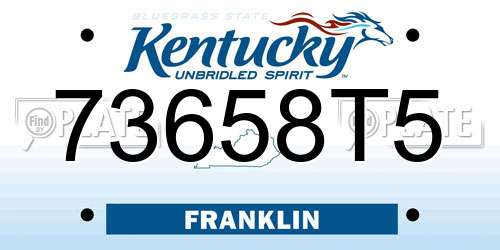 73658T5 Kentucky License Plate