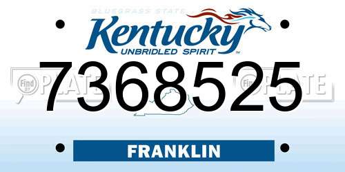 7368525 Kentucky License Plate