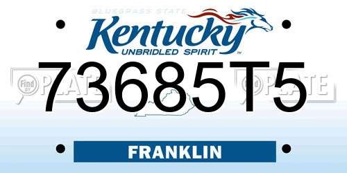 73685T5 Kentucky License Plate