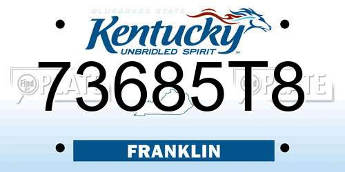 73685T8 Kentucky License Plate