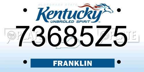 73685Z5 Kentucky License Plate