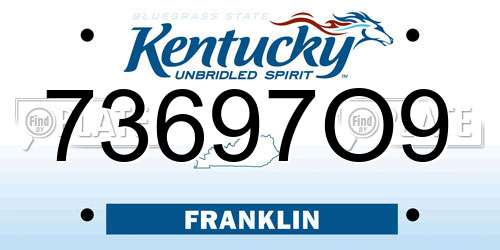 73697O9 Kentucky License Plate