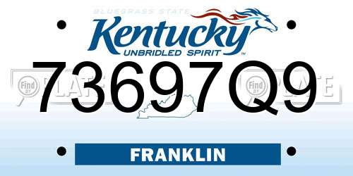 73697Q9 Kentucky License Plate