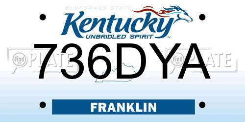 736DYA Kentucky License Plate
