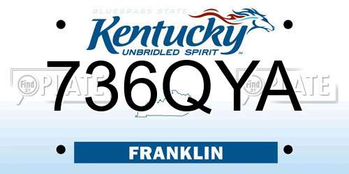 736QYA Kentucky License Plate