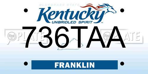 736TAA Kentucky License Plate