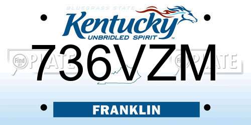 736VZM Kentucky License Plate