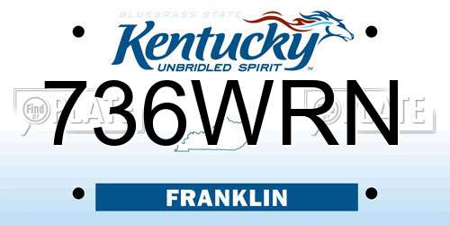 736WRN Kentucky License Plate