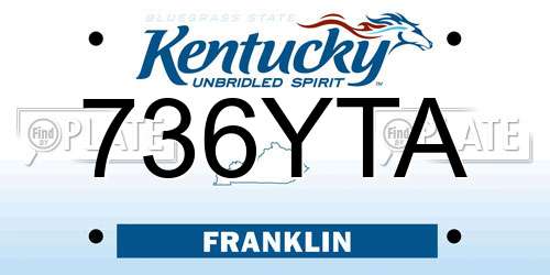 736YTA Kentucky License Plate