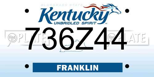 736Z44 Kentucky License Plate