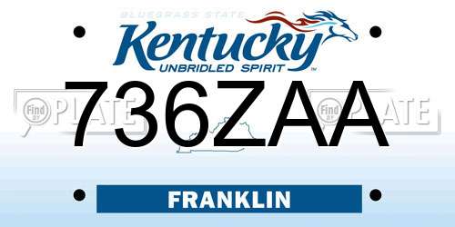 736ZAA Kentucky License Plate