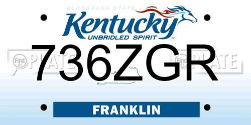 736ZGR Kentucky License Plate