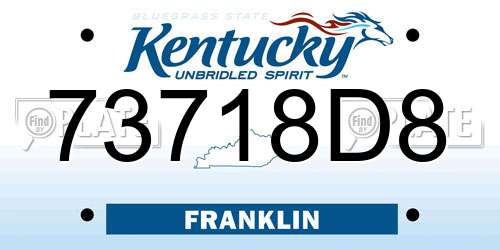 73718D8 Kentucky License Plate