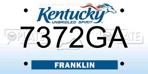 7372GA Kentucky License Plate
