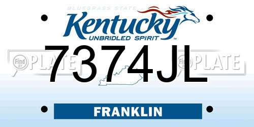 7374JL Kentucky License Plate