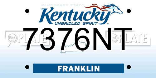 7376NT Kentucky License Plate