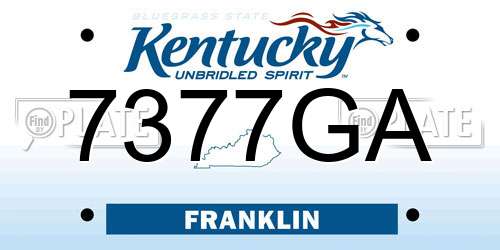 7377GA Kentucky License Plate