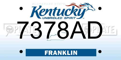 7378AD Kentucky License Plate