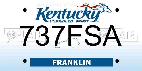 737FSA Kentucky License Plate