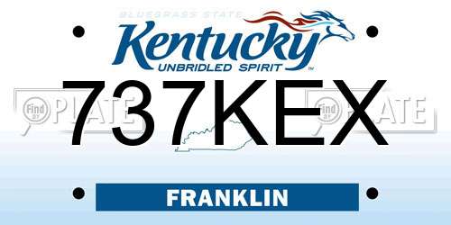 737KEX Kentucky License Plate