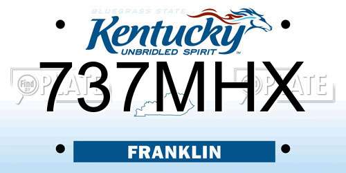 737MHX Kentucky License Plate