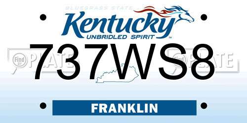 737WS8 Kentucky License Plate